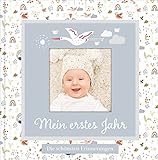 Babyalbum mit Fensterausschnitt für das 1. Lebensjahr zum Eintragen der schönsten Momente und Erinnerungen mit Platz für Fotos | genderneutral für Jungen und Mädchen