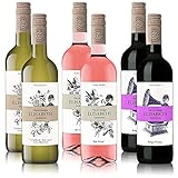 Elisabeth prämiertes Weinpaket gemischt, Weiß-, Rosé- und Rotwein, Côtes de Gascogne IGP trocken + VINOX Winecards mit Tipps vom Sommelier (6x0,75 l)