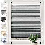 Sonello Plissee Crush Klemmfix ohne Bohren 50cm x 100cm Anthrazit Faltrollo Plisseerollo Jalousie für Tür & Fenster Blickdicht Sichtschutz Sonnenschutz Fertifplissee R