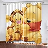 Fgolphd Verdunkelungsvorhang im Pooh Bear, wasserdichter Stoff gardinen für kinderzimmer,Ösen Oben für gardinen, 100% Polyeste,2 Paneele (2,100×140(BxH))