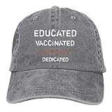 Leumius Educated Iaccinated Coffeinated Dedicated Hat, Classic Baseball Cap Dad Hat 100% Cotton Soft Adjustable, grau, One size