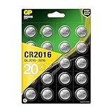 GP Batteries CR2016 3v Lithium Knopfzellen CR 2016 (3 Volt) 20 Stück Knopfbatterien für verschiedenste Anwendungen (Batterien einzeln entnehmbar)