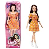 Barbie GRB52 - Fashionistas Puppe im schulterfreien Polka-Dot Kleid, für Kinder von 3 bis 8 Jahren