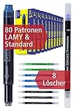 ONLINE 80x kompatible LAMY Patronen blau & 8x Tintenkiller, Vorteilspack, für alle gängigen Füller, löschbar, auswaschbar, auch für Tintenpatronen-Rollerbälle