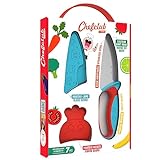 Chefclub Kids - Messer für Kinder, mit Fingerschutz, Klingenschutz und ergonomischen Griff, Blau und rot