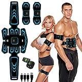 WARDBES EMS Bauchmuskeltrainer, EMS Muskelstimulator, EMS Trainingsgerät,6 Modi & 9 Intensitäten,Elektrostimulation Muskelstimulation Bauchmuskeltrainer,ABS Stimula für Bauch/Arme/Beine