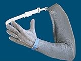 Ganzarm-Schutzhandschuh, Edelstah-Kettenhandschuh mit Schulterriemen, Armschutz für Werkarbeiten, Metzgerhandschuh, Größe:M