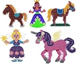 Hama Happy Price Toys Midi Stiftplatten (Set 25 - Auf dem Ponyhof Set) - Pferd,Pony,Einhorn,Fee,Prinzessin + 100 Gratis Perlen
