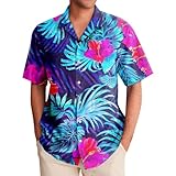 SOOUICKER Hawaii Hemd Männer Palmen Freizeithemden für Herren Bunt Kurzarmhemd Herren Sommer Hemd Herren Sommer Hawaii Sommerhemd Herren Muster Hemd Herren Kurzarm Print