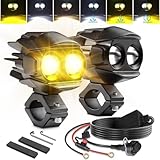 CO LIGHT Motorrad Nebelscheinwerfer 60W 18000LM 5 Modi Stroboskop LED Fahrstrahler Zusatzscheinwerfer mit Amber White Dual Color Offroad Aux Light Plug and Play