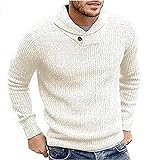 Herren Pullover Trendy Solid Color Ausschnitt Knöpfe Personalisiertes Design Langarm Pullover Mode Schlank Allgleiches Pullover M