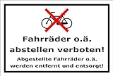 Melis Folienwerkstatt Schild - Fahrräder abstellen - 30x20cm | Bohrlöcher | 3mm Aluverbund – S00050-011-A -20 Varianten