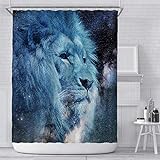 Löwe-Digitaldruck-Duschvorhang Wasserdichter Polyester-Badezimmervorhang Nass- und Trockentrenner mit Haken S.3 180x180cm