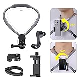 Lupholue POV Neck Mount with Chest Strap Extendable Arm Smartphone Mount Compatible with GoPro Hero 11 10 9 8 7 Session DJI AKASO APEMAN Xiaomi Yi SJCAM Action Camera