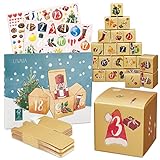 Adventskalender zum Befüllen: Adventskalender 2022 – 24x Geschenkbox Weihnachten klein und Sticker – Adventskalender Selber Basteln mit LIVAIA DIY Set