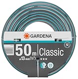 Gardena Classic Schlauch 13 mm (1/2 Zoll), 50 m ohne systemteile: Universeller Gartenschlauch aus robustem Kreuzgewebe, 22 bar Berstdruck, druck- und UV-beständig (18010-20), grau/b