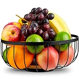 HIKITCHEN® Obstkorb Obstschale Dekoschale schwarz modern aus Metall und Bambus fruit basket bowl Obstschüssel Fruchtschale Brötchenkorb