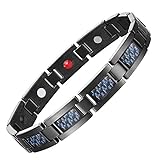 Jeracol Magnetarmband Magnetische Herren-Armband aus Schwarzen Titan mit blauen Carbon Fiber Herren Magnetische Armbänder für Arthritis Verschluss Armband Magnet Herren Gesundheit (3500 gauss)