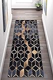 Korridor Teppich- Geometrische Flur Läufer Teppich, rutschfeste, Breite 80 cm / 100 cm / 140 cm erhältlich, Länge Anpassbare for Corridor (80×200cm)