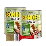 Bondex Teak-Öl farblos, 1,5 Liter inkl. Pinsel - Schutz- und Pflegeöl für Aussen, Gartenmöbel und Terrassenöl