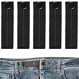 Bequeme Hosenbunderweiterung, 5 Pack, in schwarz, für Damen und Herren, verlängert den Hosenbund bis 14 cm, für Jeans und Hosen, 3 Größen einstellbar, elastisches Hosenband, Hosenbund Verlängerung