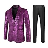 Herren Hot Fashion Casual Party Dress Up Anzug Hose Jacke Zweiteiliges Set Anzug 50 (Hot Pink, XXL)