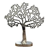 Schmuckbaum Schmuckständer Schmuckhalter Lebensbaum Dekobaum Aluminium Metall Silber - Schmuck Baum für Ringe, Ketten und Armbänder - 43 cm