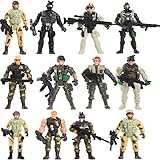 Fycooler Special Forces Armee Männer Kampf SWAT Soldat Actionfiguren Spielzeugsoldaten mit Militärwaffen abnehmbar und Zubehör Arm Beine Körper verstellbar Kinder Best Toys Actionfiguren (10cm)