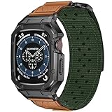 BAITEYOU Armband mit Hülle, kompatibel mit Apple Watch Band 49 mm, Serie 6, 5, 4, 3, 2, 1, 44 mm, 42 mm, Nylon-Armband mit robustem Edelstahl-Metallgehäuse, für iWatch-Armbänder für Herren
