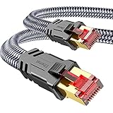 SNOWKIDS Cat 8 LAN Kabel 5meter - Netzwerkkabel 5m 40Gbps Hohe Geschwindigkeit, Ethernet Kabel - 2000MHz S/FTP RJ45 Gigabit Flach Nylon Patchkabel f¨¹r Router/Modem/TV/Switch, erhältlich in 0,25-31