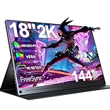 UPERFECT Gaming Monitor 144Hz 18' Portable Monitor 2K 2560x1600 mit Freesync/HDR/100% sRGB, Tragbarer Display with IPS /16:10 /300Nit Standard HDMI/Type-C, Extend Monitor für PC/Laptop/PS/Xbox