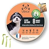 Ubica® Flohhalsband Hunde - Zeckenhalsband für Hunde - Flohmittel Hund ( 8kg) - Formel mit ätherischen Ölen (Pfefferminze) - 100% WASSERDICHT - 3 Zeckenklammern und EBOOK Gratis.