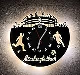 Designbysh Fußball Fan LED Wanduhr Mönchengladbach Fanartikel Wanduhr Geschenk Fußballfan