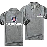 Herren Poloshirts Kurzarm T-Shirt für Scania Sportstyle T-Shirt Golf Halbarm Atmungsaktives T-Shirt Top Kleidung-Grey||S