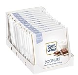 Ritter Sport Joghurt (12 x 100 g), Vollmilch-Schokolade mit Joghurt gefüllt, erfrischende Magermilch-Joghurt-Creme, Tafelschokolade im Knickpack