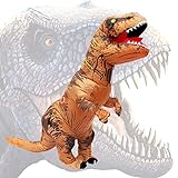 PARAYOYO Halloween Aufblasbares T-Rex Dinosaurier Kostüm Lustiges Braunes Kleid USB Kabel Blow Up Party Cosplay Kostüme für Erwachsene