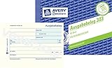 Avery Zweckform 303 Ausgabebeleg mit Dokumentendruck, DIN A6 quer, fälschungssicher, 50 Blatt, gelb (5er Spar-Pack)