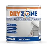 Dryzone Schimmelresistente Emulsionsfarbe 1L Brillant Weiß - beständig gegen Schimmel für 5 Jahre, 10 m² - 12 m² Abdeckung bei hoher Deckkraft