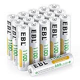 EBL AAA Akku 1100mAh 16 Stück - Typ NI-MH, 1.2V AAA Wiederaufladbare Batterien mit Akkuboxs, Micro AAA Batterien