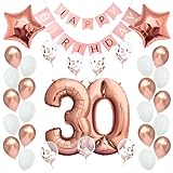 Geburtstagsdeko 30 Rosegold Geburtstag Deko 30. Geburtstag Mädchen Frauen Party Deko Luftballons 30 Geburtstag - Happy Birthday Girlande Ballons - Birthday Decorations - Geburtstag Frau Rosé-Gold