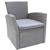 C-Hopetree Outdoor Einzel-Sofa-Stuhl für Terrasse oder Garten, All Weather Wicker mit Kissen Grau