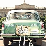 Just Married autoaufkleber,Just Married deko autodekoration hochzeit Hochzeitsauto-Dekorationen hochzeit aufkleber für Flitterwochen-Hochzeiten (3 Stück)