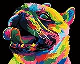 Malen nach Zahlen Bunte Hundebulldogge Gemälde Erwachsene DIY Kunstwerk Bild Dekor Wohnzimmer Schlafzimmer Senior Frau Anfänger 40x50 cm