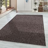 HomebyHome Teppich Wohnzimmer 160x230 cm Braun Einfarbig Meliert Design - Schlafzimmer Teppich Kurzflor Extra Weich Pflegeleicht Teppiche Waschbar für Küche E