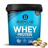 Protein-Pulver Bodylab24 Whey Protein Pistazie 1kg, Protein-Shake für Kraftsport & Fitness, Whey-Pulver kann den Muskelaufbau unterstützen, Hochwertiges Eiweiss-Pulver mit 80% Eiweiß, Aspartamfrei