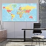 WSF-MAP, 1 stück reliabli Bunte Weltkarte Bilder Leinwand Gemälde Moderne Wandkunst für Wohnzimmer Dekoration Poster und Drucke Kein Rahmen (Farbe : 672483319, Größe : 20x40cm)