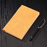 A5 Ledernotizbuch mit Stift - Hardcover Executive-Notizbücher mit hochwertigem, dickem Papier, perfekt für das Schreiben und Notieren in der Business School-Gelb