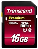 Transcend TS16GSDU1 16 GB SDHC-Speicherkarte, UHS-I, Klasse 10, Übertragungsrate 90 MB/s (max)