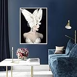 LLXXD Nordic Modern Style Schöne Flügel Mädchen Poster Kunst Leinwand Bilder für Wohnzimmer Schlafzimmer Dekor Malerei -60x80cm （kein Rahmen）