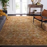 Safavieh Heritage Collection HG811A Handgefertigter traditioneller orientalischer Premium-Teppich aus Wolle, 2,7 x 3,6 m, Grün / goldfarben